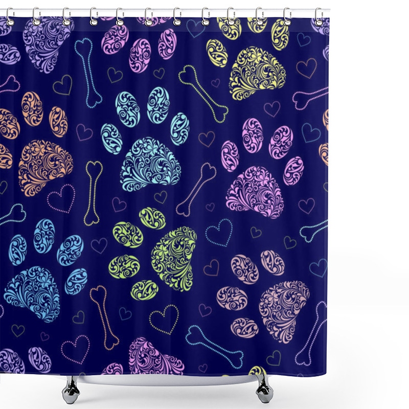 Personality  Floral Animal Paws Shower Curtains