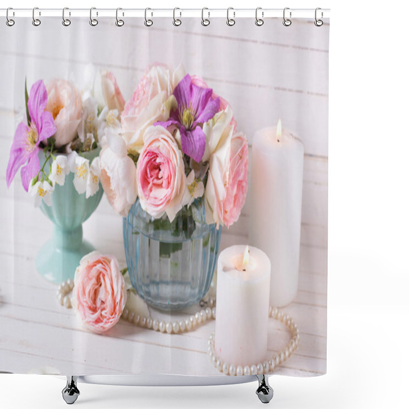 Personality  Roses, Jasmine And Clematis   Flowers Shower Curtains