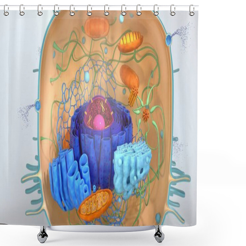 Personality  3d Render Of Body Cells. 3d Illustration Cell Modell. Shower Curtains