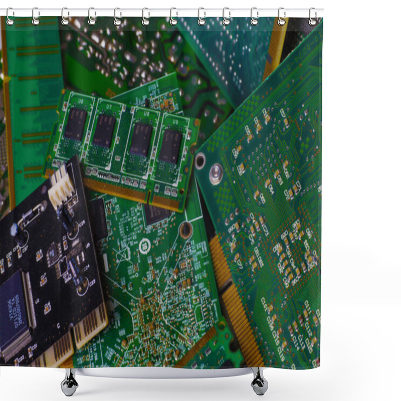 Personality  Electronic Waste. Worn, Outdated Computer Components.  Shower Curtains