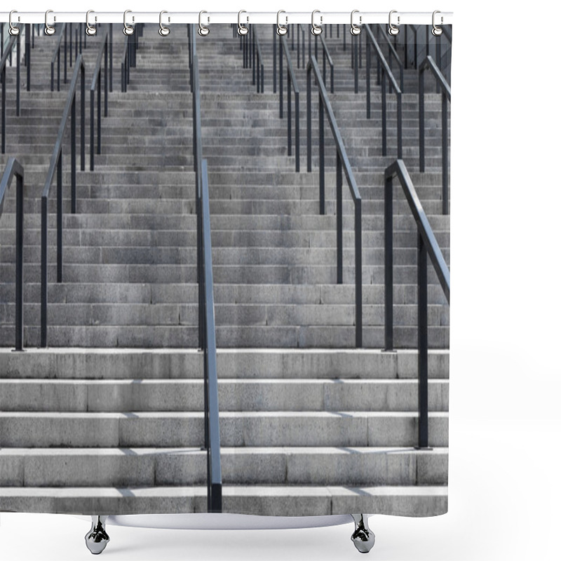 Personality  Concrete Staircase With Iron Railings Shower Curtains