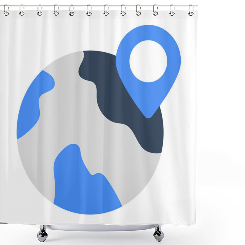 Personality  Pin With Globe Denoting Concept Of Global Location Icon  Shower Curtains