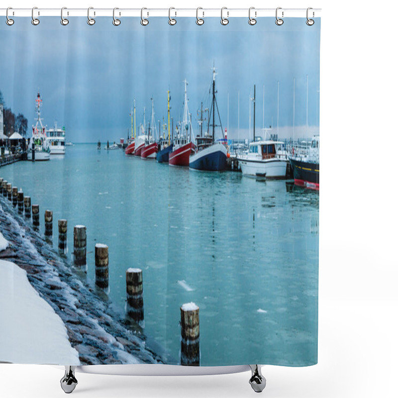 Personality  Fishing Boats In Warnemuende Shower Curtains