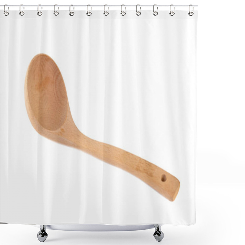 Personality  Wooden Kitchen Spoon Isolated On White Background, Tools Shower Curtains