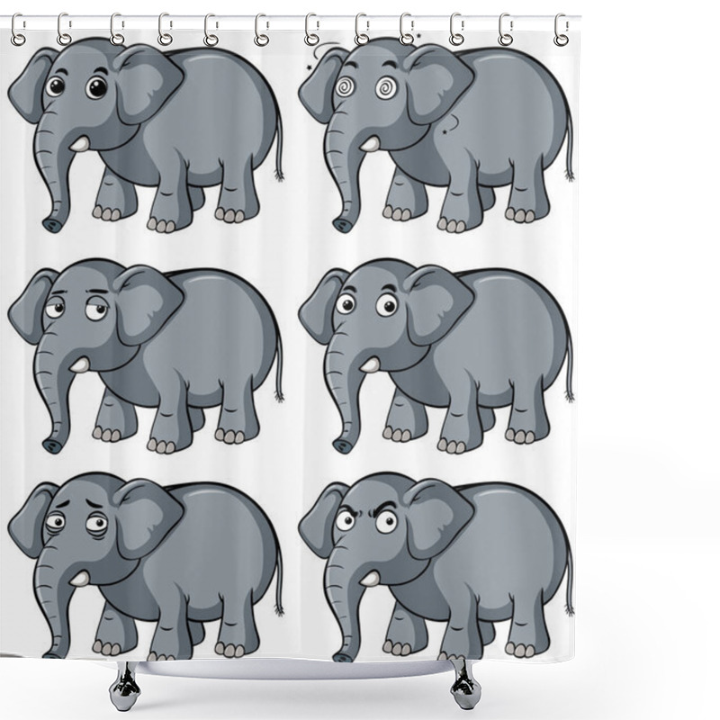 Personality  Wild Elephant With Different Facial Expression Shower Curtains