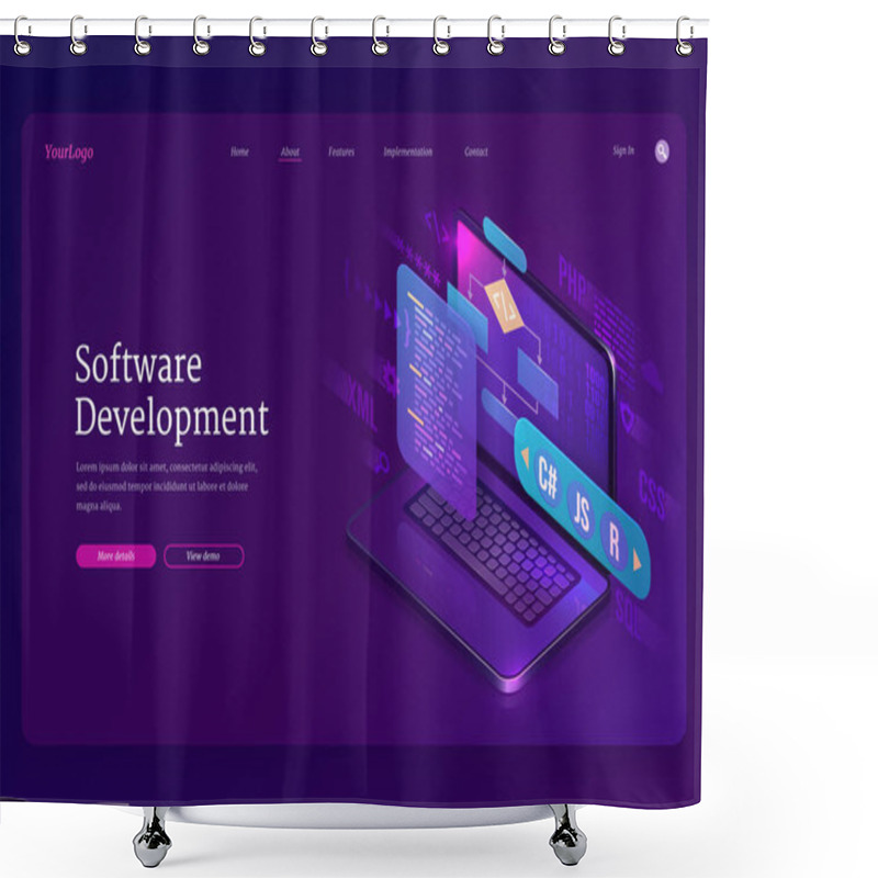 Personality  Software Development, Coding Isometric Landing Shower Curtains