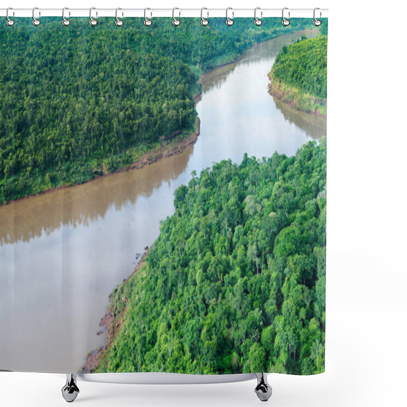 Personality  Aerial View Of The Iguazu River On The Border Of Brazil And Argentina Shower Curtains