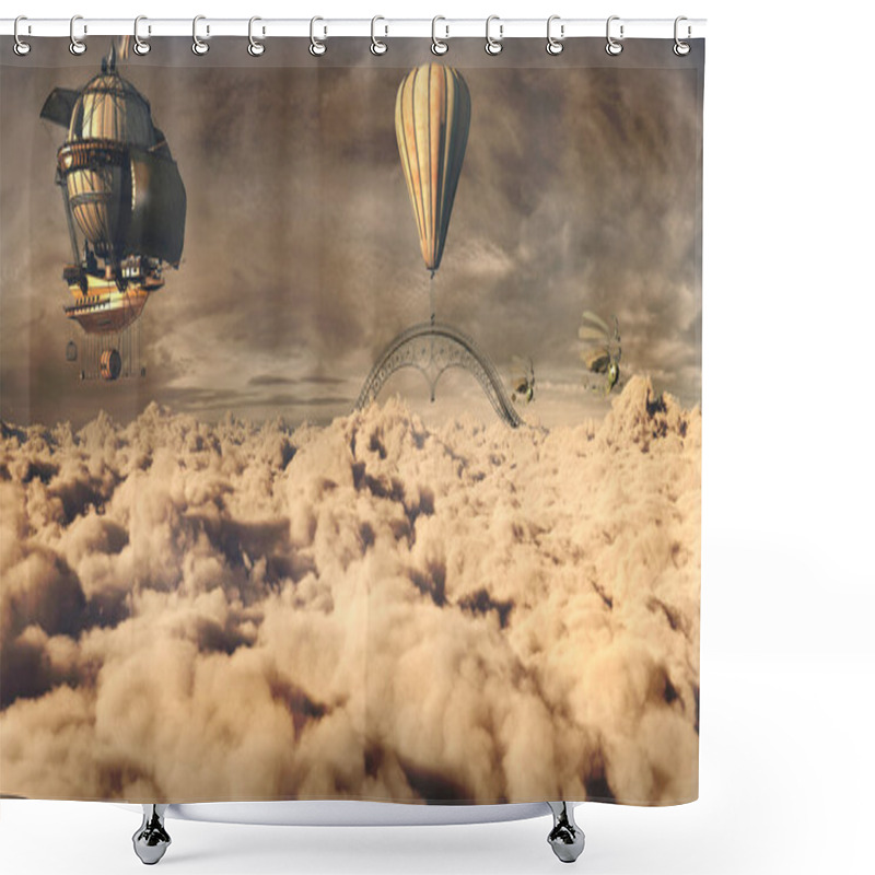 Personality  Fantasy Airship Shower Curtains