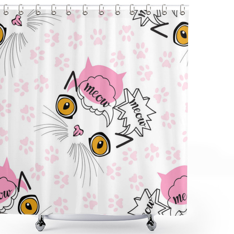 Personality  Fantasy Cat. Abstract Animal Background. Vector Art. Shower Curtains