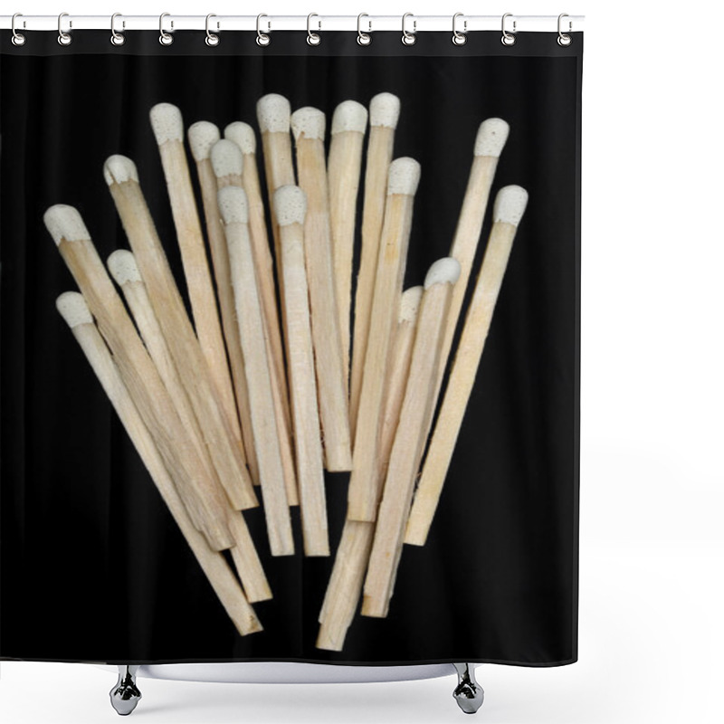 Personality  A Bunch Of Wooden Matches Isolated On A Black Background Shower Curtains