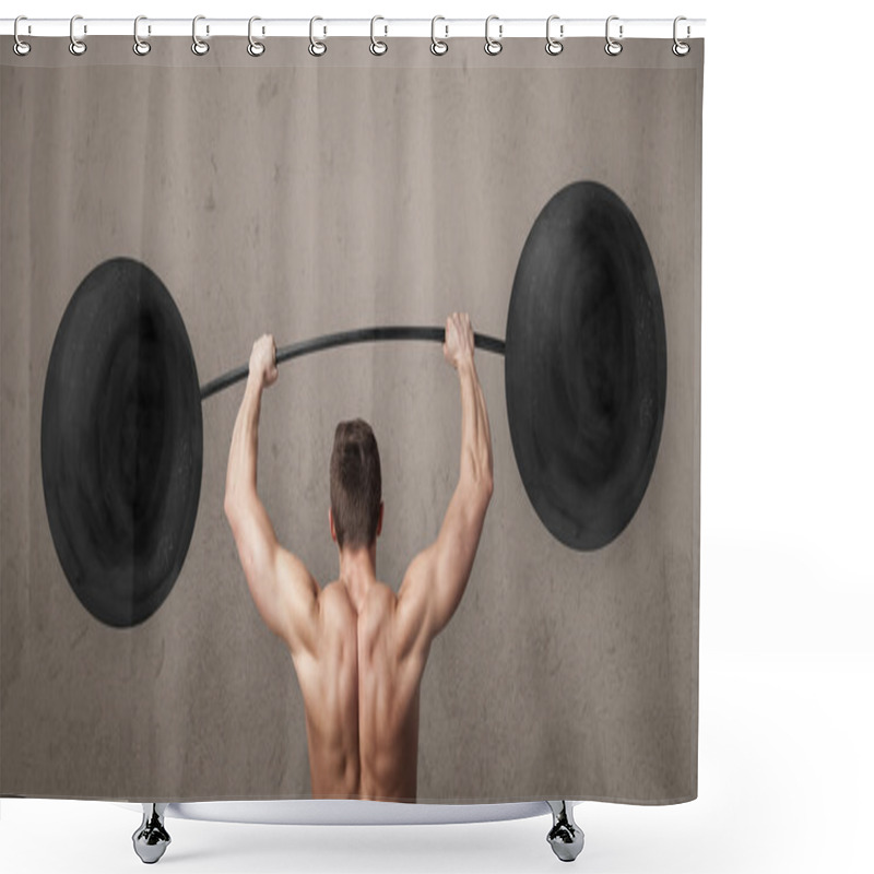 Personality  Muscular Man Lifting Weights Shower Curtains