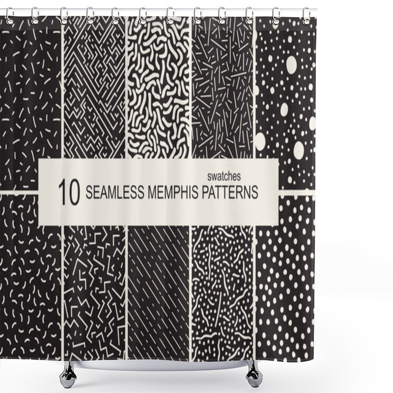 Personality  Swatches Memphis Patterns - Seamless. Retro Fashion Style 80-90s. Shower Curtains