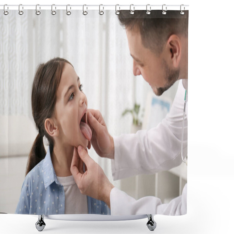 Personality  Pediatrician Examining Little Girl In Office At Hospital Shower Curtains