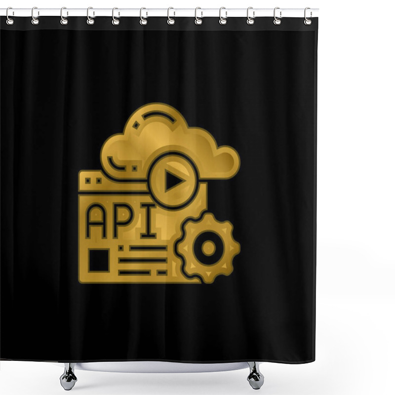 Personality  Application Gold Plated Metalic Icon Or Logo Vector Shower Curtains