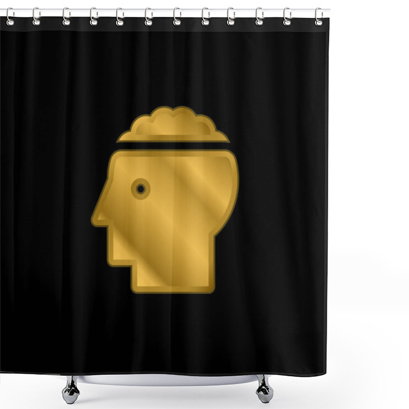 Personality  Brain Gold Plated Metalic Icon Or Logo Vector Shower Curtains