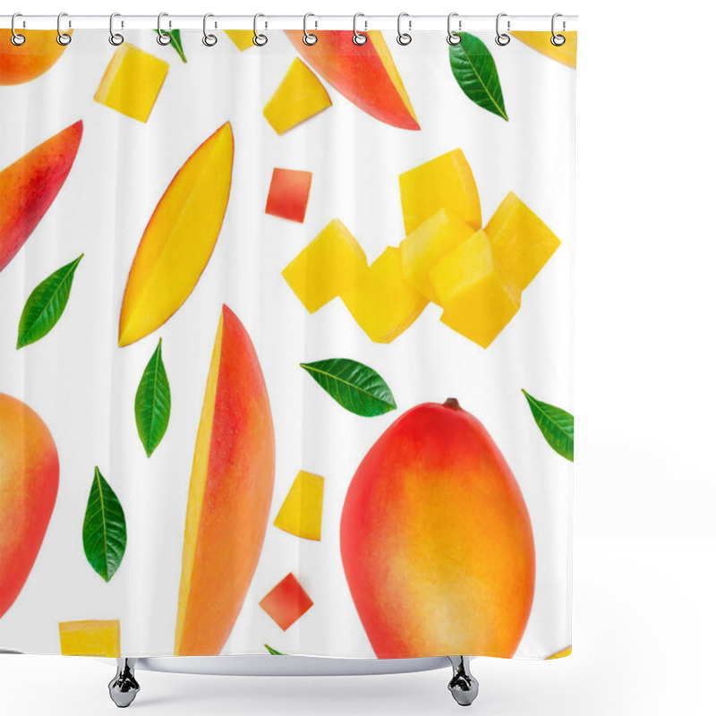 Personality  Mango Pattern.  Creative Layout Made Of Mango Fruit  Slices  Iso Shower Curtains