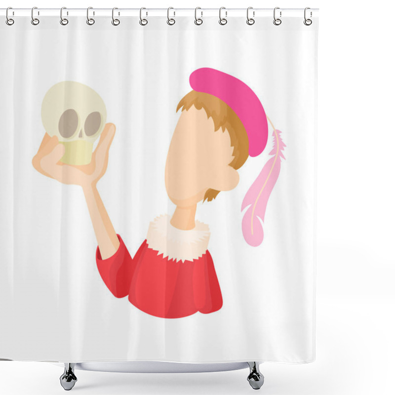 Personality  Hamlet Actor Icon In Cartoon Style Shower Curtains