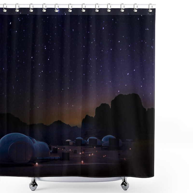 Personality  Milky Way And A Lot Of Stars Over The Mountain At Wadi Rum Deser Shower Curtains