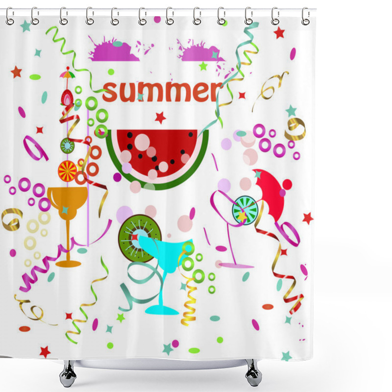 Personality  Summer Holiday Vector Background With Cocktails Shower Curtains