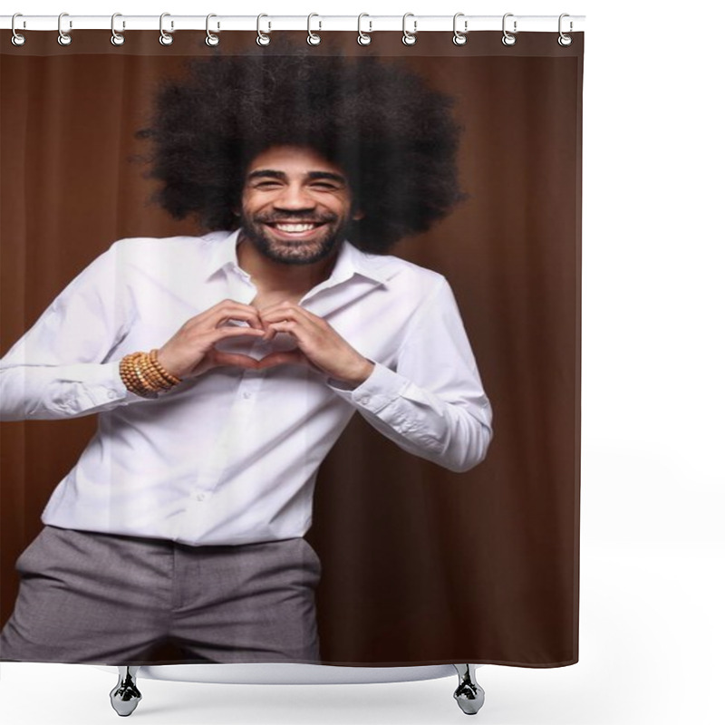 Personality  Portrait Of A Happy Afro Man Shower Curtains