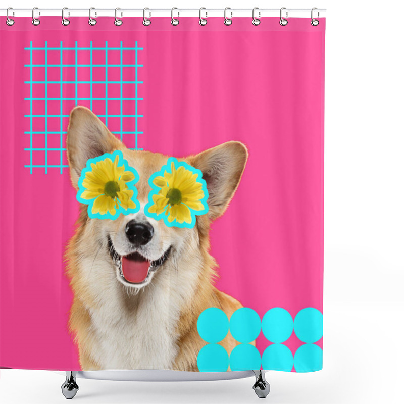 Personality  Modern Design, Contemporary Art Collage With Cute Doggies Shower Curtains