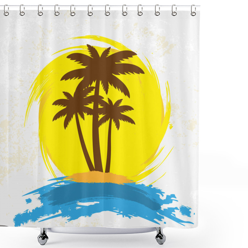 Personality  Grunge Background With Palm Trees, Vector  Shower Curtains