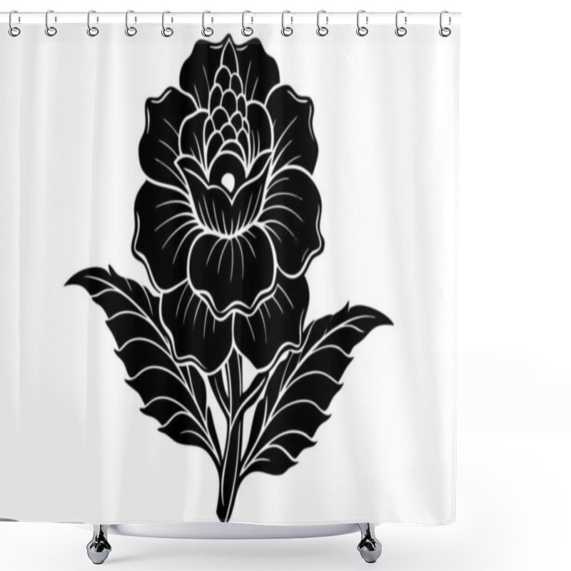 Personality  Elegant Black And White Flower Design For Decorative Shower Curtains