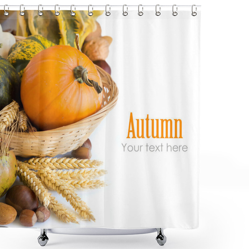 Personality  Autumn Background With Pumpkins Shower Curtains