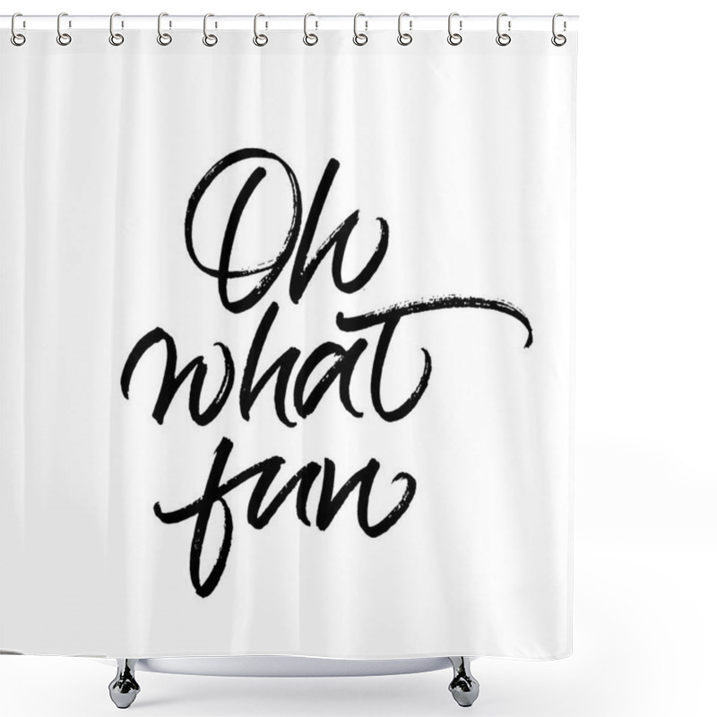 Personality  Oh What Fun Christmas Brush Calligraphy Shower Curtains