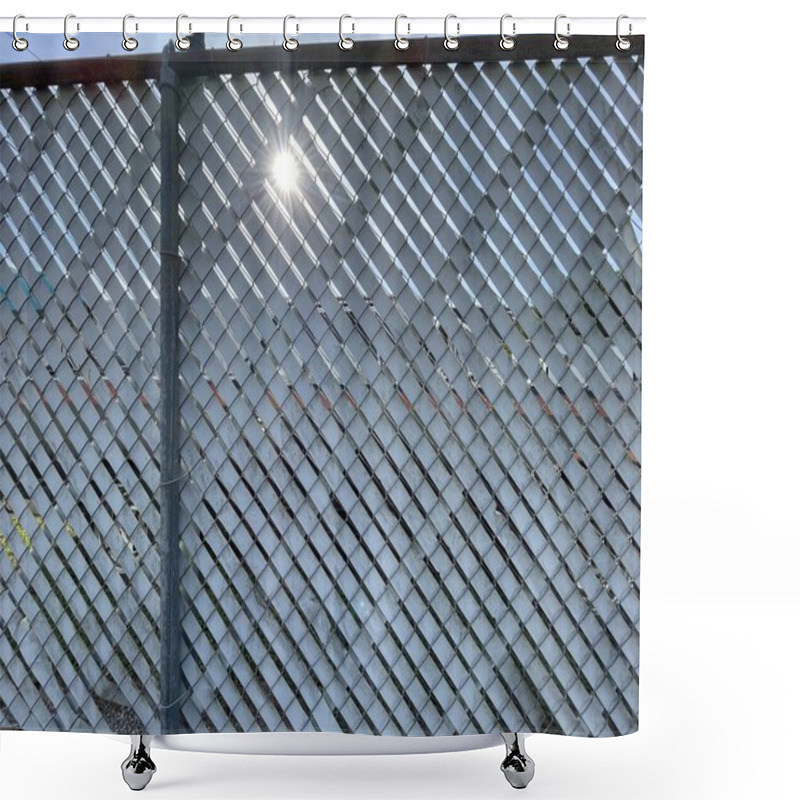 Personality  Chain Link Fence And Plastic Sun Beaming Through Shower Curtains