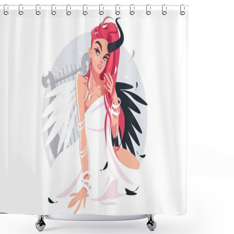 Personality  Beautiful Fallen Angel Girl Shower Curtains