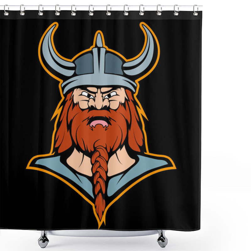 Personality  Viking Head Mascot Logo , Vector Graphic To Design Shower Curtains