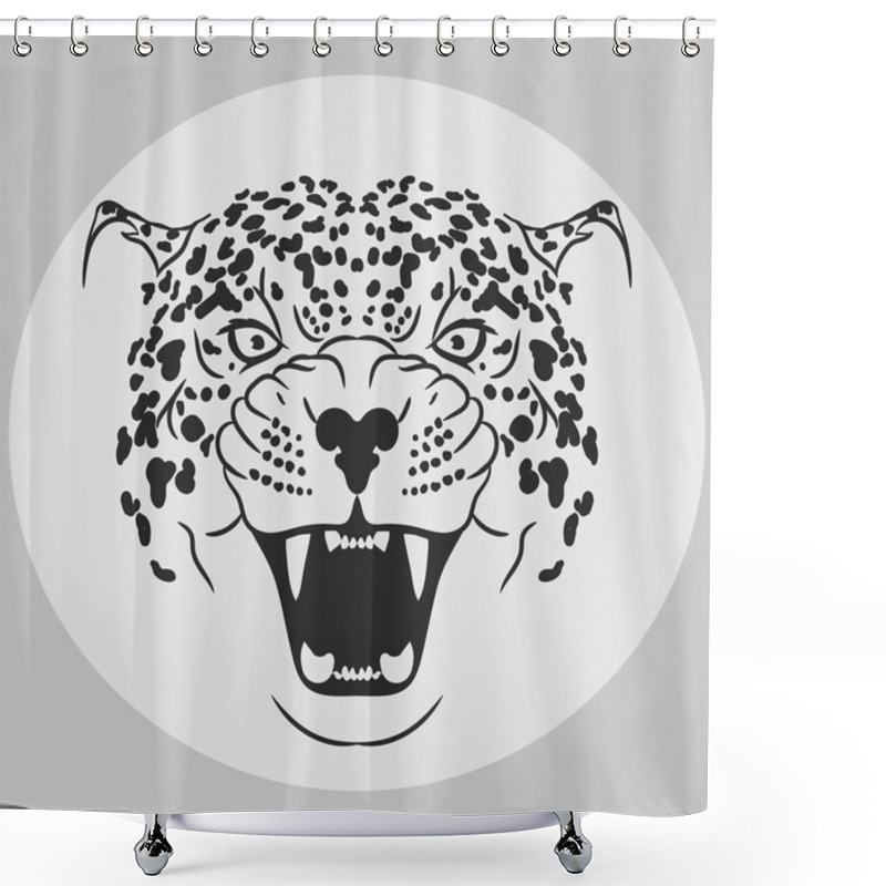 Personality  Leopard Portrait. Angry Wild Big Cat Shower Curtains