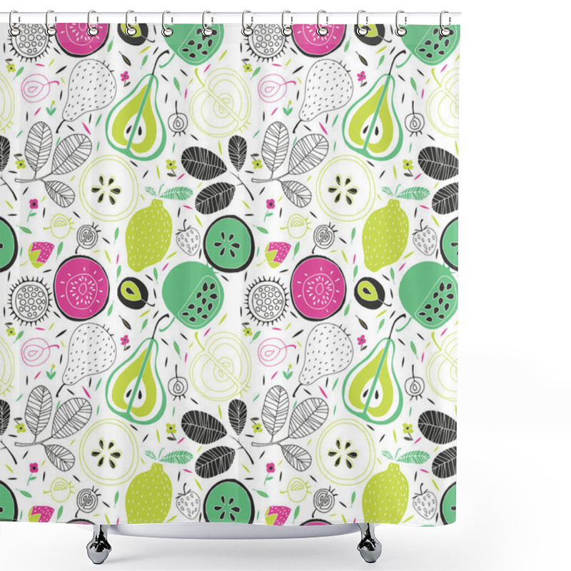 Personality  Pattern With Fruits And Flowers Shower Curtains