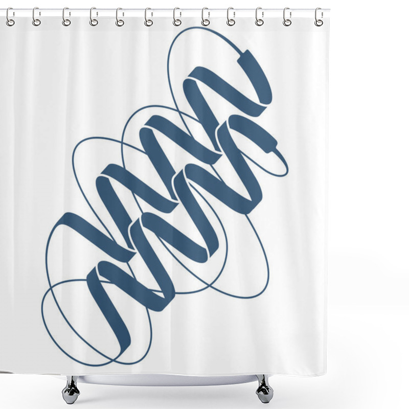 Personality  Protein Flat Picture With 2 Sample Spirals - 3D Structure Solved By X-ray Crystallography, With Folded And Unfolded Fragments. Isolated Vector Illustration Shower Curtains