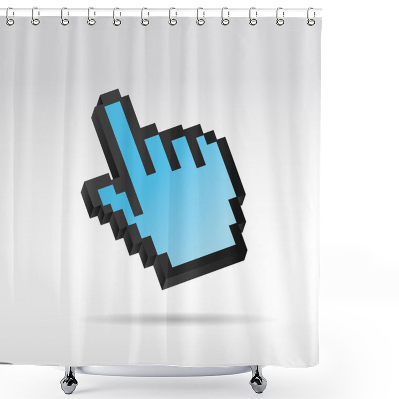 Personality  Blue Pixel 3D Vector Mouse Cursor Hand Shower Curtains