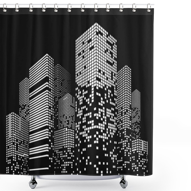 Personality  Building And City Illustration Shower Curtains