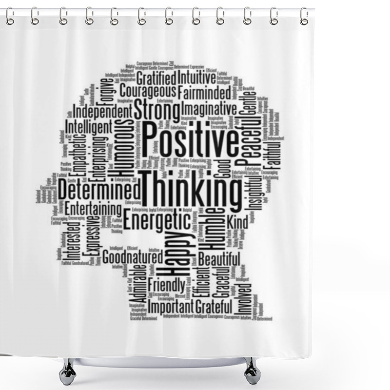 Personality  Positive Thinking Info Text Graphics And Arrangement Word Clouds Shower Curtains