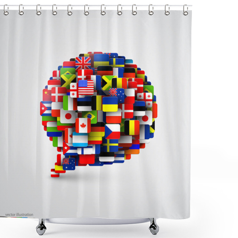 Personality  World Flags In Form Of Speech Bubble Shower Curtains