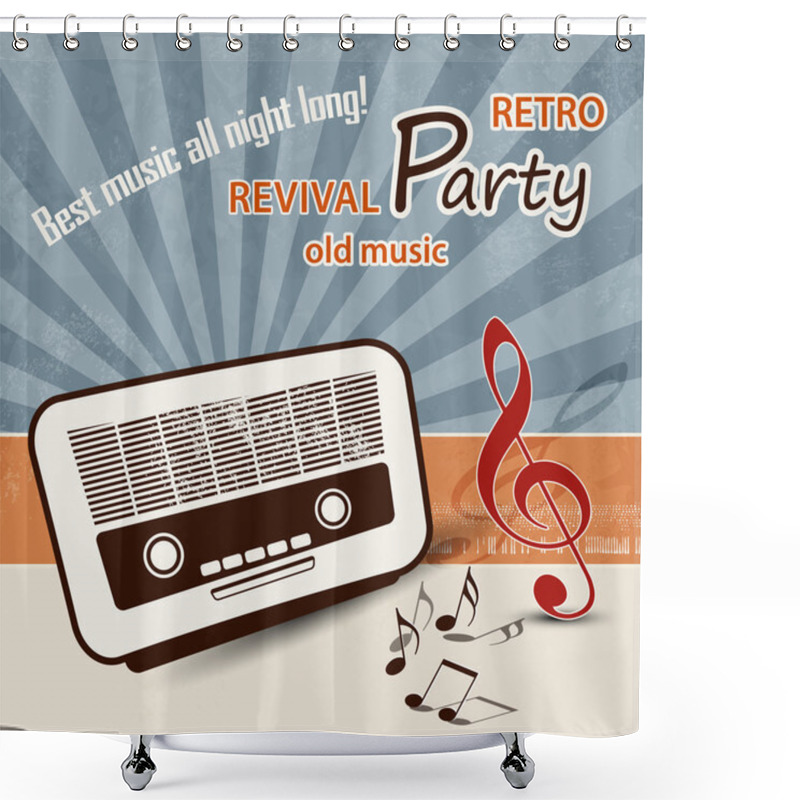 Personality  50s Music Background - Retro Party Poster Shower Curtains