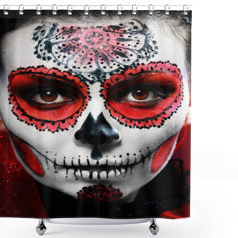 Personality  Halloween Make Up Sugar Skull Shower Curtains