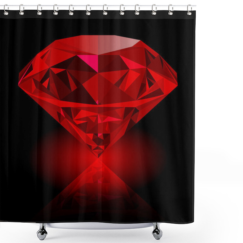 Personality  Realistic Red Ruby Isolated On Black Background Shower Curtains