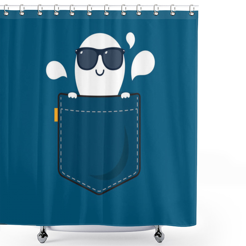 Personality  A Ghost With Shade Behind The Pocket Shower Curtains