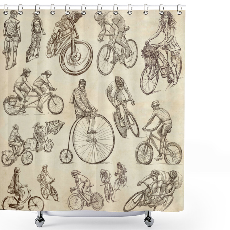 Personality  Cycling - Freehand Sketches, Collection Shower Curtains