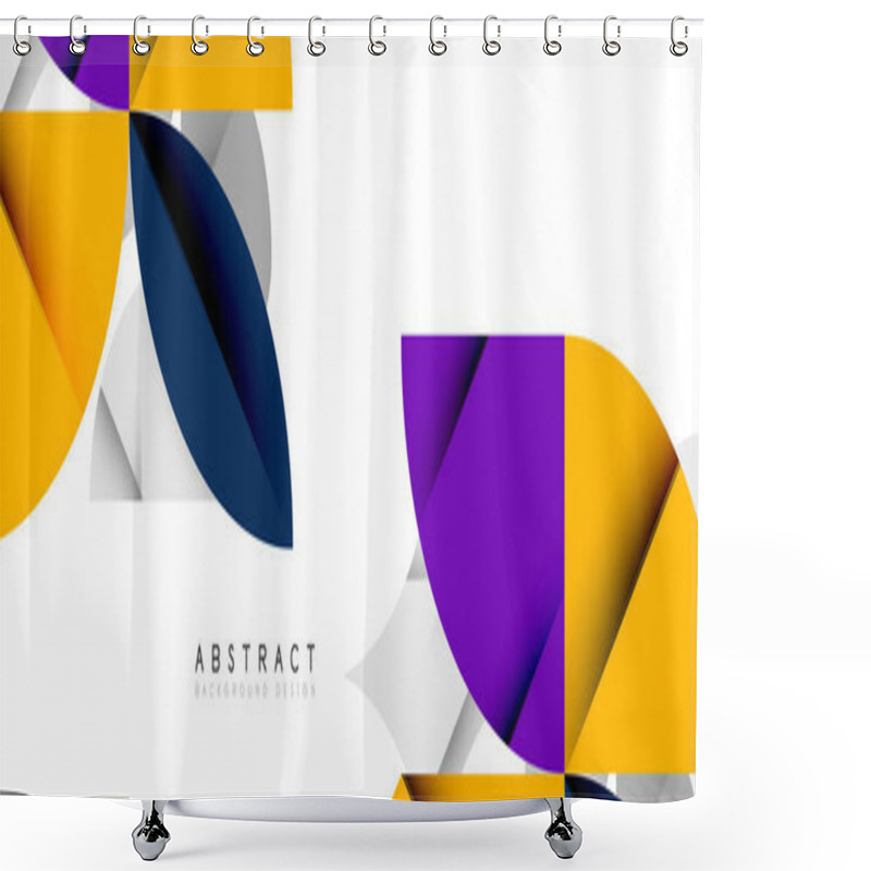 Personality  Minimal Geometric Elements On White. Petals, Round Triangles, Star Shower Curtains