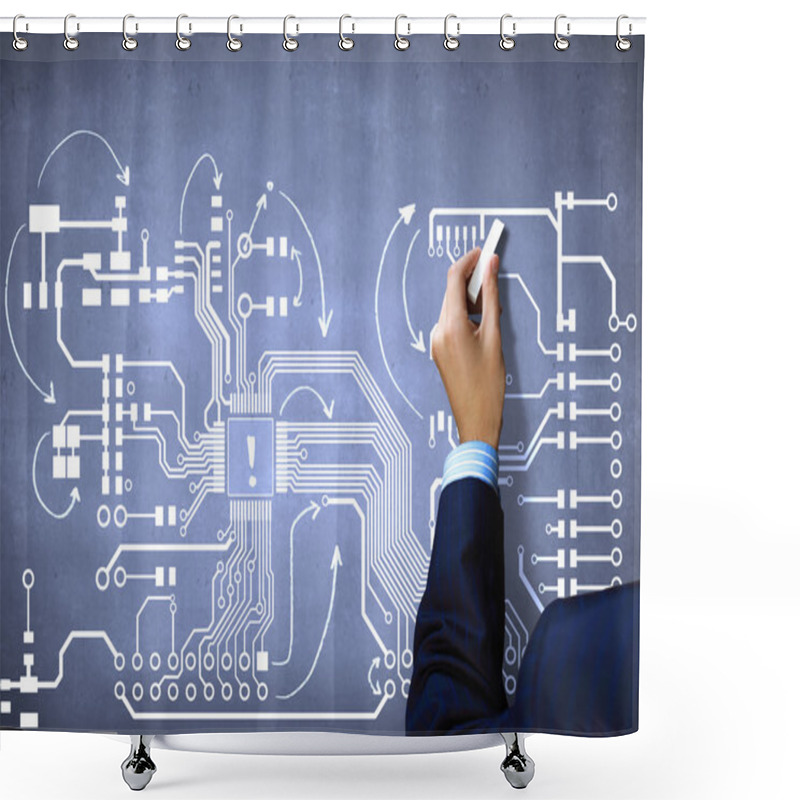 Personality  Sketch Of Motherboard Shower Curtains