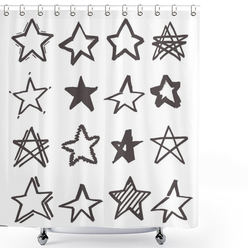 Personality  Set Of Stars Drawn With A Marker By Hand, Vector Stars For Your Design. Shower Curtains