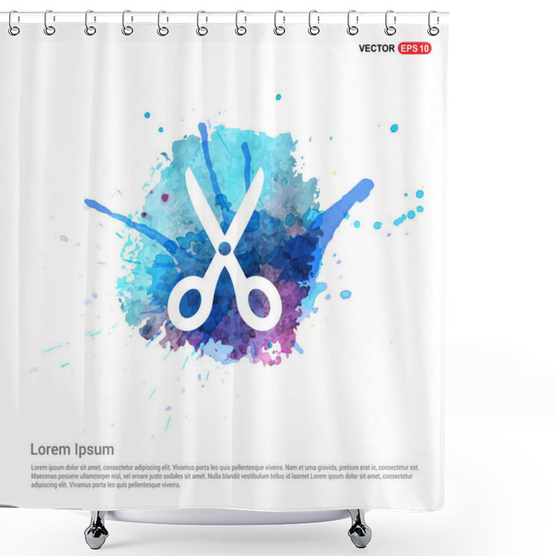 Personality  Scissors Flat Icon Shower Curtains