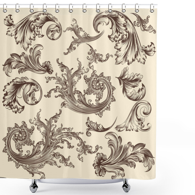 Personality  Collection Of Vector Flourishes For Design Shower Curtains