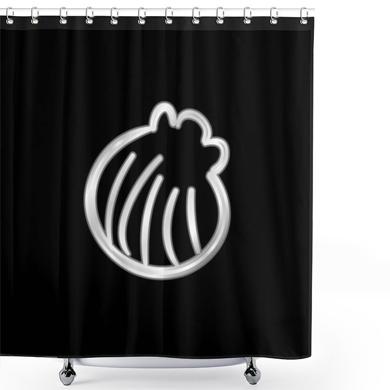 Personality  Beach Shell Hand Drawn Shape Silver Plated Metallic Icon Shower Curtains